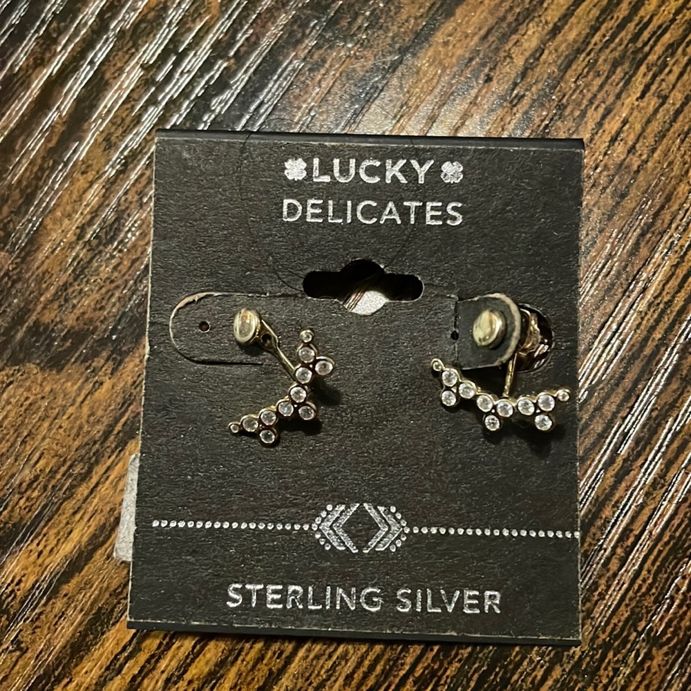 Lucky Brand silver ear jacket earrings